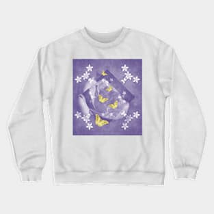 Secret Garden in Ultraviolet with Gold Butterflies Crewneck Sweatshirt